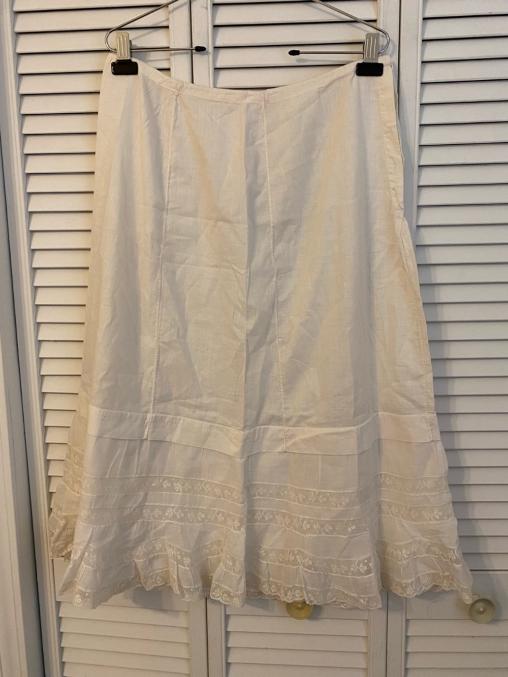 VTG White Petticoat Slip Skirt Tiered Lace Hem Edwardian Renaissance Cosplay
